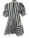 Farm Rio Size XXS Cream White & Black Cotton Striped Short Puff Sleeve Dress Cream White & Black / XXS