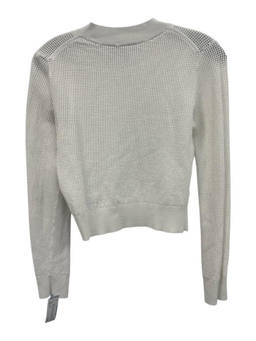 Theory Size P White Viscose Blend Open Knit Long Sleeve Ribbed Hem Sweater White / P