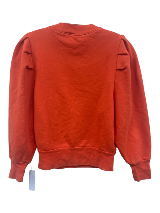 Frame Size S Orange Cotton Blend Long Balloon Sleeve Crew Neck Pullover Sweater Orange / S