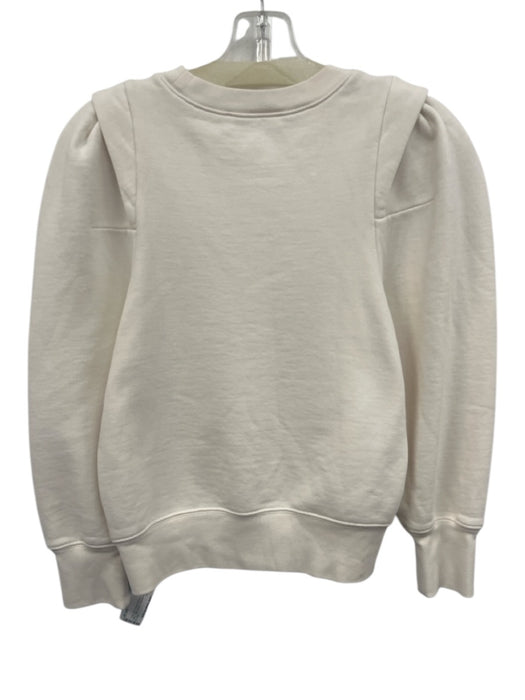Frame Size XS Cream White Cotton Blend Long Balloon Sleeve Crew Neck Sweater Cream White / XS