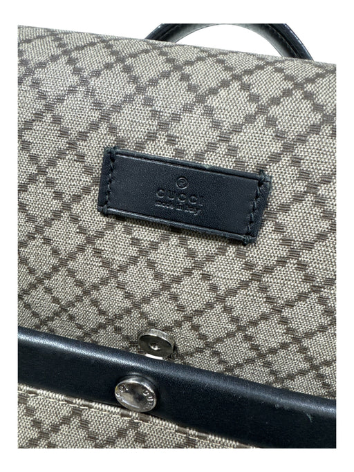 Gucci Beige & Black Canvas & Leather All Over Print Coated Top Handle Luggage Beige & Black