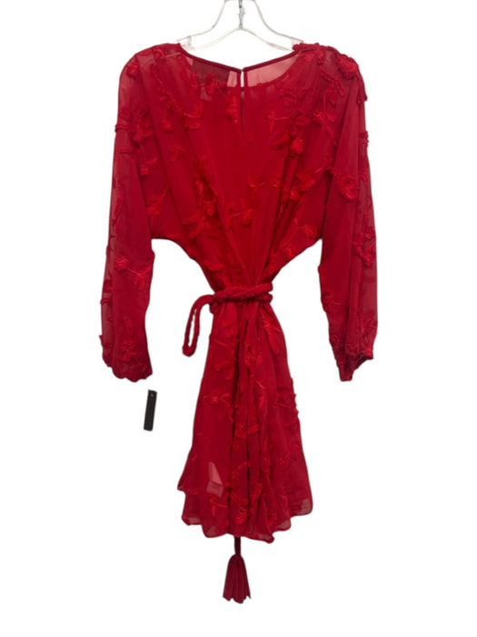 Mare Mare Size Small Red Polyester Blend Long Sleeve Floral Embroidery Dress Red / Small