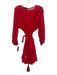 Mare Mare Size Small Red Polyester Blend Long Sleeve Floral Embroidery Dress Red / Small