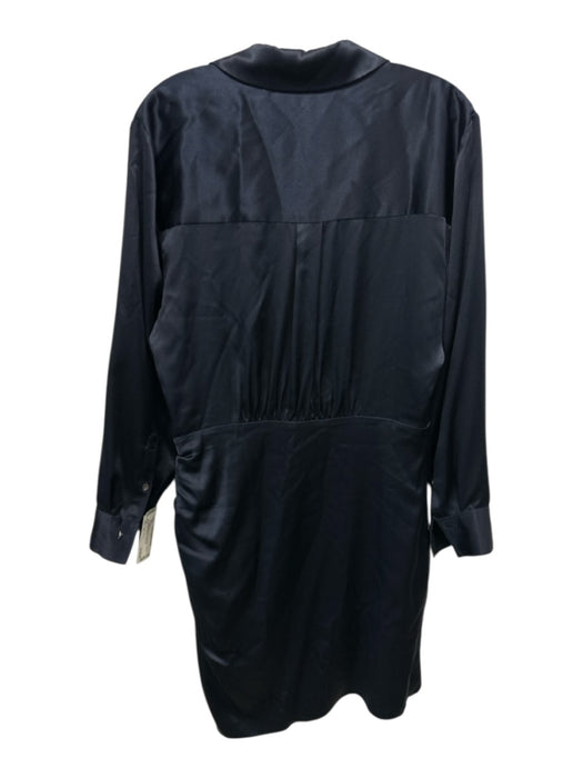 Veronica Beard Size 10 Navy Blue Silk Long Sleeve V Neck Collar Side Zip Dress Navy Blue / 10
