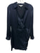 Veronica Beard Size 10 Navy Blue Silk Long Sleeve V Neck Collar Side Zip Dress Navy Blue / 10