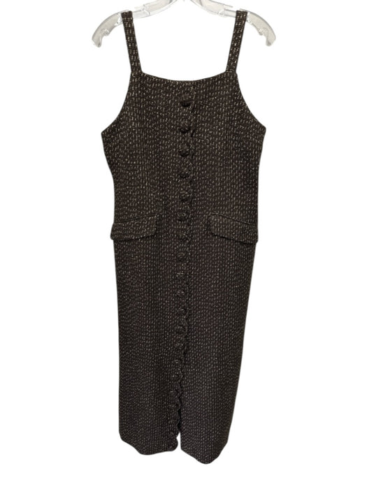 Mestiza New York Size 10 Brown & Gold Polyester Button Up Tweed Sleeveless Dress Brown & Gold / 10