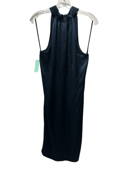 Frame Size M Dark Blue Acetate & Polyester Sleeveless Leg Slit Back Zip Dress Dark Blue / M