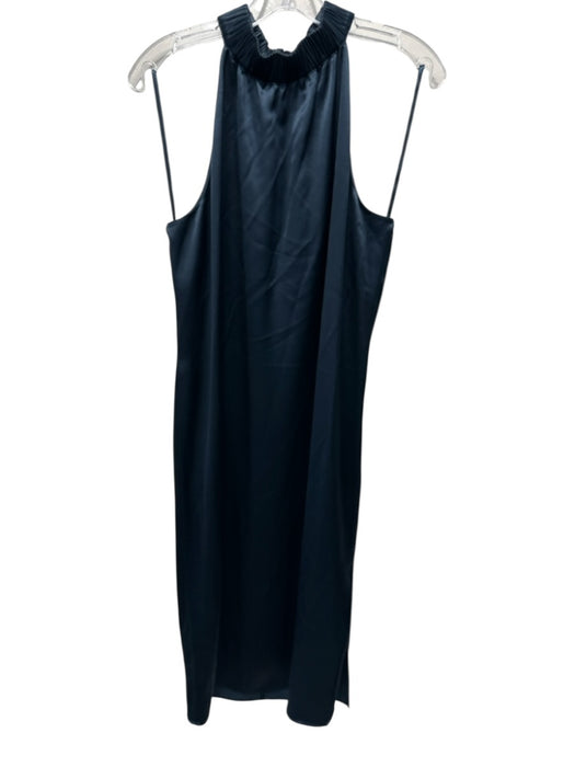 Frame Size M Dark Blue Acetate & Polyester Sleeveless Leg Slit Back Zip Dress Dark Blue / M
