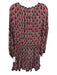 Natalie Martin Size M Pink, Red, Multi Rayon Rose Print Ruffle Detail Dress Pink, Red, Multi / M