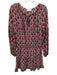 Natalie Martin Size M Pink, Red, Multi Rayon Rose Print Ruffle Detail Dress Pink, Red, Multi / M