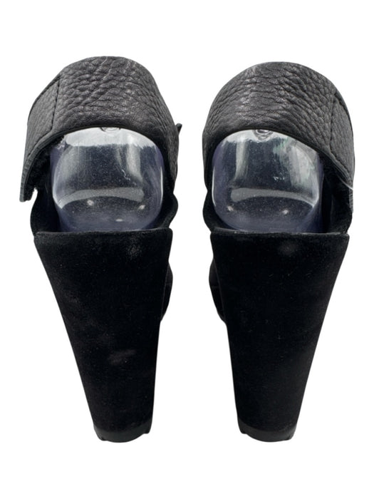 Pedro Garcia Shoe Size 37.5 Black Suede Velcro Strap Square Toe Sandals Black / 37.5