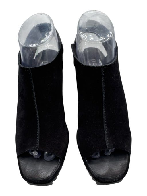 Pedro Garcia Shoe Size 37.5 Black Suede Velcro Strap Square Toe Sandals Black / 37.5