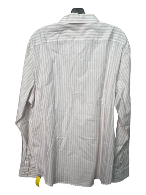 Theory Size XXL Purple & White Cotton Striped Button Down Long Sleeve Shirt XXL