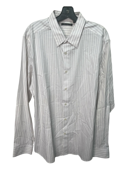 Theory Size XXL Purple & White Cotton Striped Button Down Long Sleeve Shirt XXL