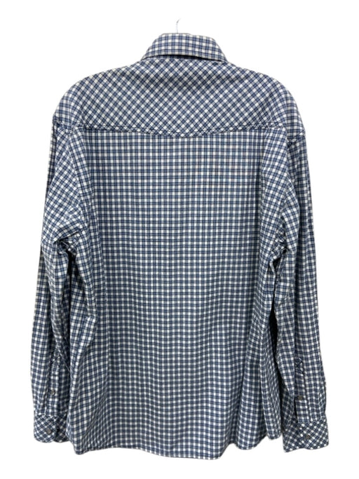 James Campbell NWT Size L Blue & White Cotton Blend Plaid Long Sleeve Shirt L