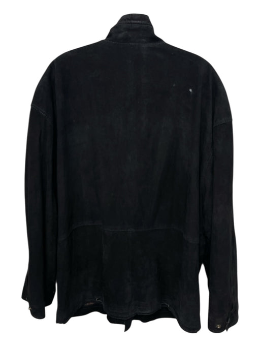Piazza Pitti Size Est XL Black Suede Solid Leather Accents Zip Up Men's Jacket Black / Est XL