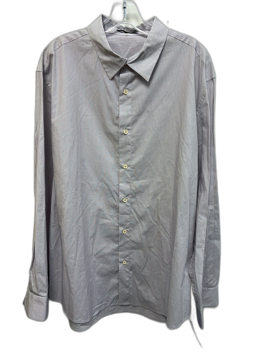 Elie Tahari Size Est XL Purple Cotton Striped Button Up Men's Long Sleeve Shirt Purple / Est XL