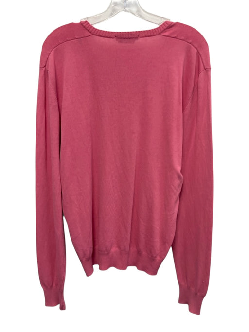 Zegna Sport Size L Pink Cotton Solid V Neck Men's Sweater Pink / L