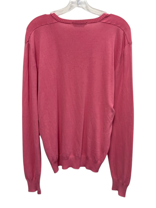 Zegna Sport Size L Pink Cotton Solid V Neck Men's Sweater Pink / L