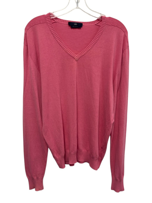Zegna Sport Size L Pink Cotton Solid V Neck Men's Sweater Pink / L