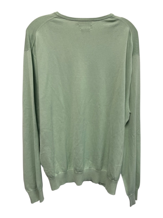 Peter Millar Size L Green Cotton Solid V Neck Men's Sweater Green / L