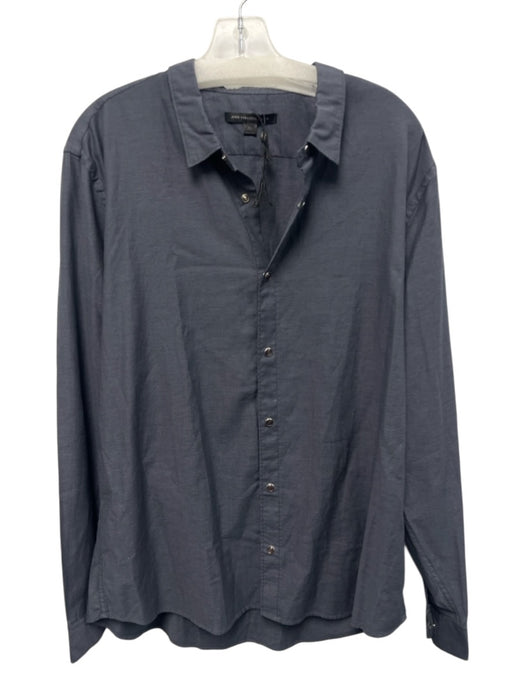 John Varvatos Size XL Navy Blue Cotton Solid Button Down Men's Long Sleeve Shirt Navy Blue / XL