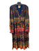 Farm Rio Size L Blue Orange & Multi Viscose round split neck Tassel Maxi Dress Blue Orange & Multi / L