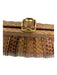 Kotur Beige & Brown Snakeskin Crystal Pleated Clutch Bag Beige & Brown / Small