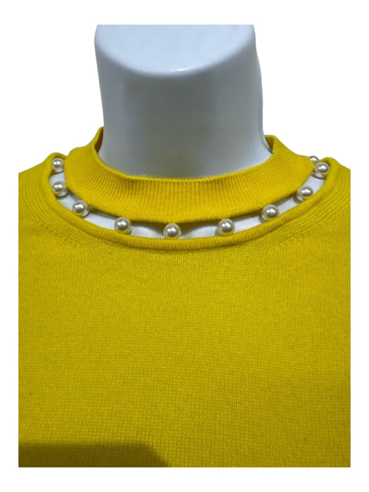 Givenchy Size Small Yellow Cashmere Pearl Detail Crew Neck Long Sleeve Top Yellow / Small