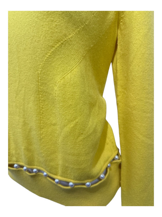 Givenchy Size Small Yellow Cashmere Pearl Detail Crew Neck Long Sleeve Top Yellow / Small