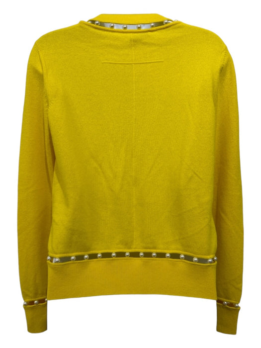 Givenchy Size Small Yellow Cashmere Pearl Detail Crew Neck Long Sleeve Top Yellow / Small