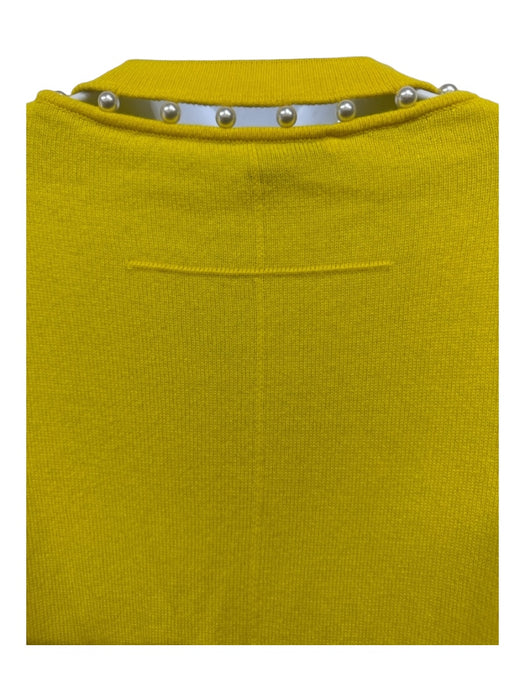 Givenchy Size Small Yellow Cashmere Pearl Detail Crew Neck Long Sleeve Top Yellow / Small