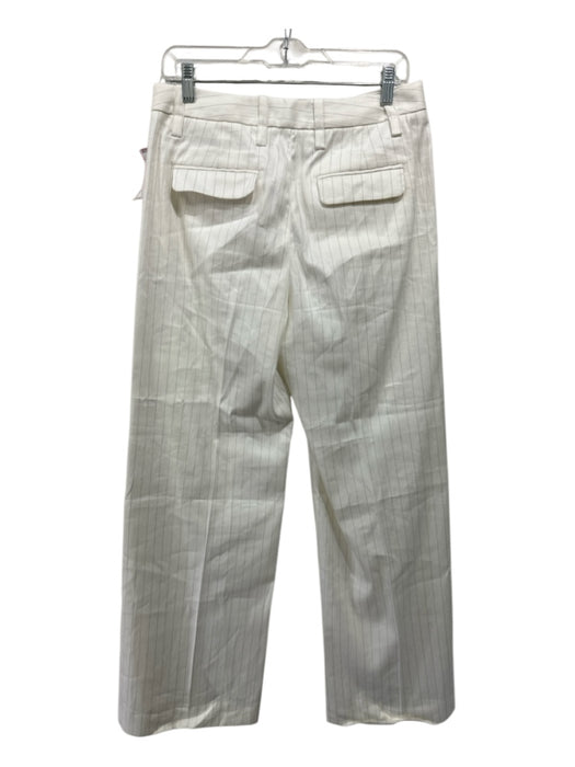 Banana Republic Size 4 Cream & Gray Linen Blend Vertical Pinstripe Pants Cream & Gray / 4