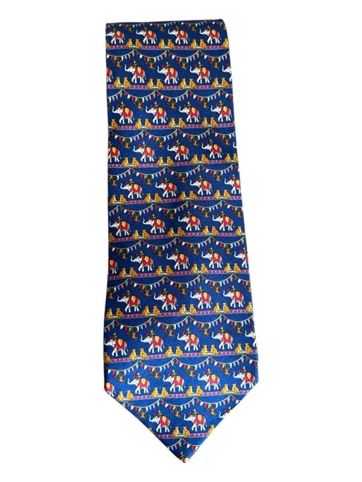 Ferragamo Blue & Multi Silk All Over Print Men's Tie Blue & Multi