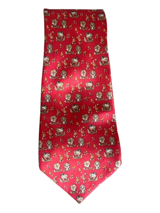 Ferragamo Red & Multi Silk All Over Print Men's Tie Red & Multi