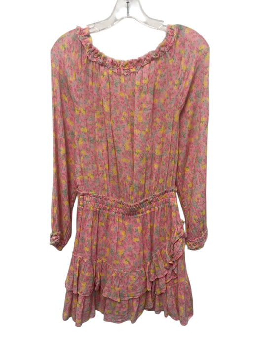 Love Shack Fancy Size XS Pink & Multi Cotton Long Sleeve Stretch neckline Dress Pink & Multi / XS