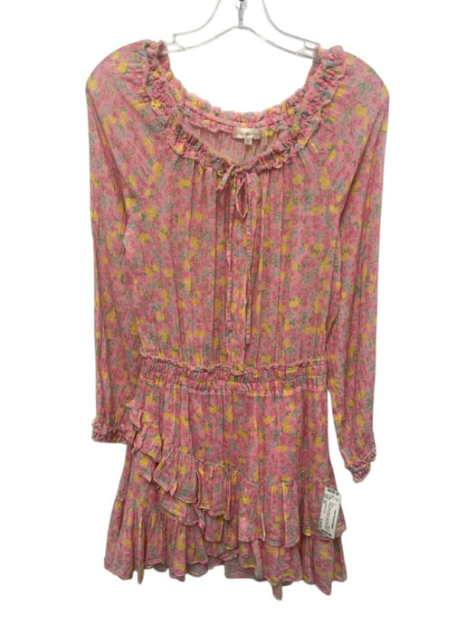 Love Shack Fancy Size XS Pink & Multi Cotton Long Sleeve Stretch neckline Dress Pink & Multi / XS