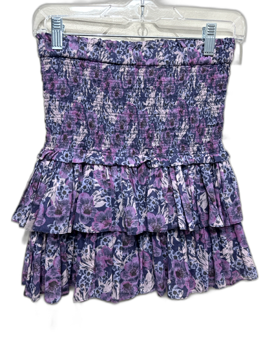 Isabel Etoile Marant Size 38 Purple & Multi Cotton Smocked Waist Band Skirt Purple & Multi / 38