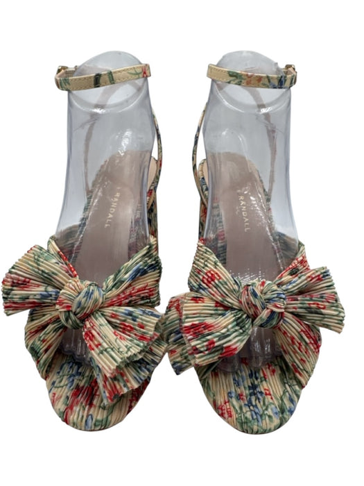 Loeffler Randall Shoe Size 7.5 Cream, Blue, Green leather sole Floral Sandals Cream, Blue, Green / 7.5