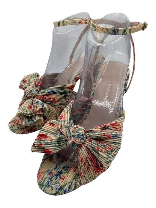 Loeffler Randall Shoe Size 7.5 Cream, Blue, Green leather sole Floral Sandals Cream, Blue, Green / 7.5