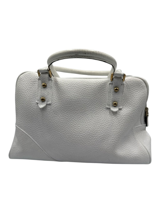 Gucci White Leather Rolled Handle Horsebit Zip Close Gold Hardware Bag White / Medium
