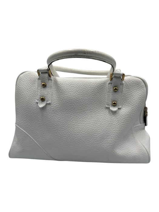Gucci White Leather Rolled Handle Horsebit Zip Close Gold Hardware Bag White / Medium
