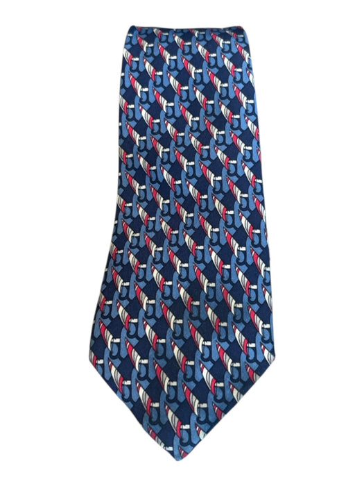 Hermes Blue & Red Silk Sailboats Men's Ties Blue & Red
