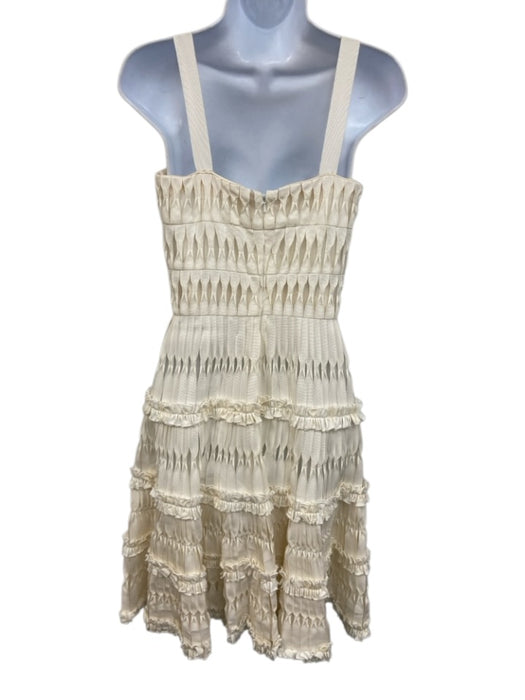 Oscar de la Renta Size 4 Cream Silk Square Neck Sleeveless Mini Dress Cream / 4