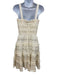 Oscar de la Renta Size 4 Cream Silk Square Neck Sleeveless Mini Dress Cream / 4