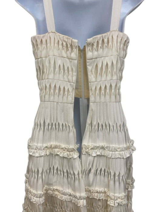 Oscar de la Renta Size 4 Cream Silk Square Neck Sleeveless Mini Dress Cream / 4