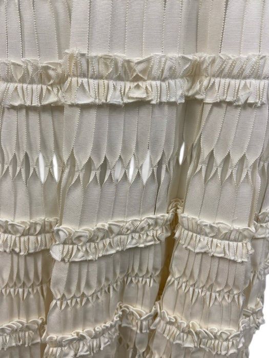 Oscar de la Renta Size 4 Cream Silk Square Neck Sleeveless Mini Dress Cream / 4