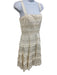 Oscar de la Renta Size 4 Cream Silk Square Neck Sleeveless Mini Dress Cream / 4
