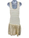 Alaia Size 38 White & Cream Viscose Blend Sleeveless Textured Ruffles Midi Dress White & Cream / 38