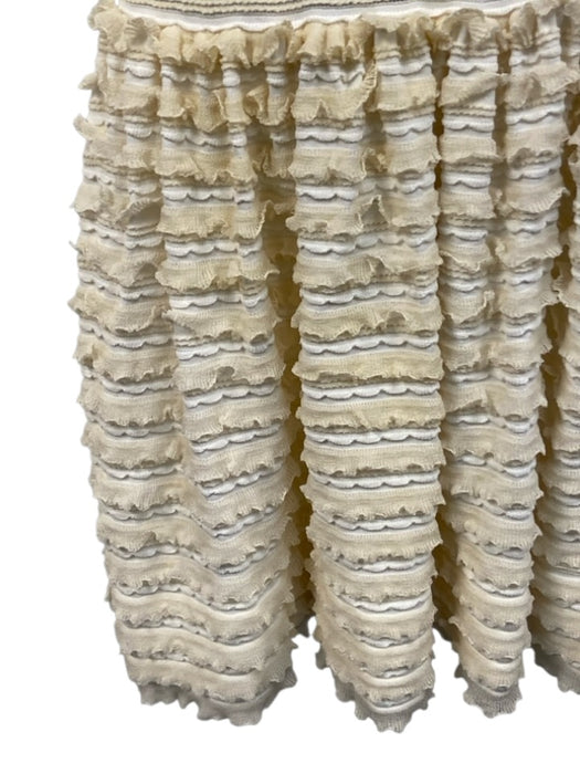 Alaia Size 38 White & Cream Viscose Blend Sleeveless Textured Ruffles Midi Dress White & Cream / 38